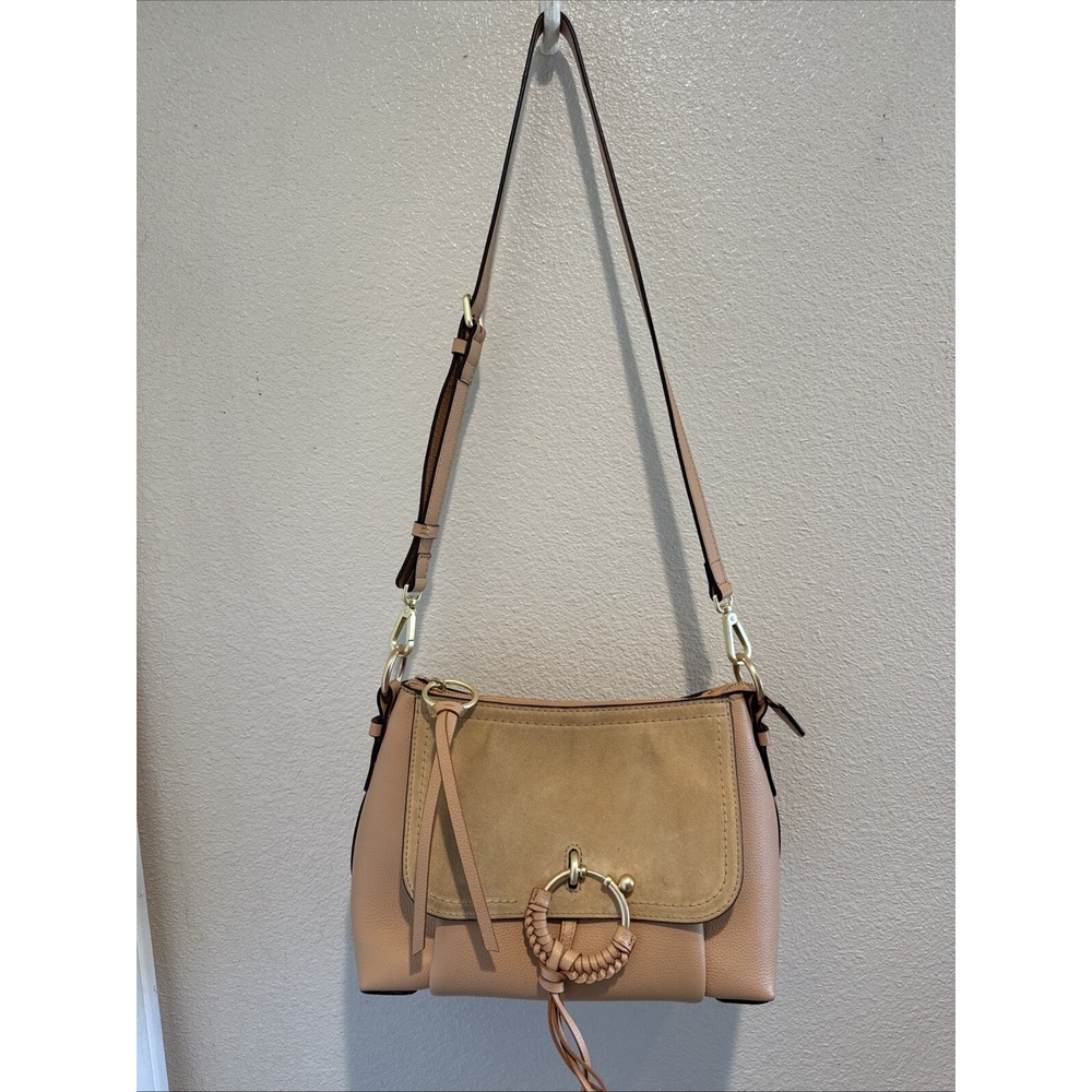 SEE BY CHLOE Joan 2-Way Bag Camel Beige Suede & Leather Pre-Owned MINT Crossbody